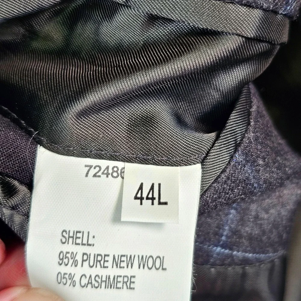 Jos. A. Bank Sport Coat‎ Mens 44L Gray Plaid Wool Cashmere Blazer Signature